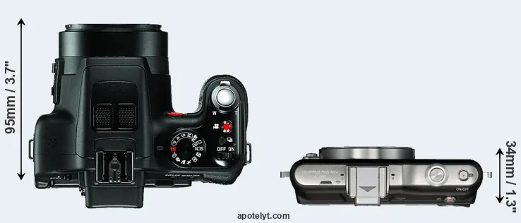 Compare V-LUX 3 versus E-PM1 top