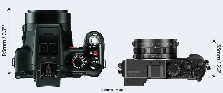 Compare V-LUX 3 versus LX100 top