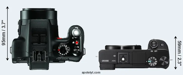 Compare V-LUX 3 versus A6100 top