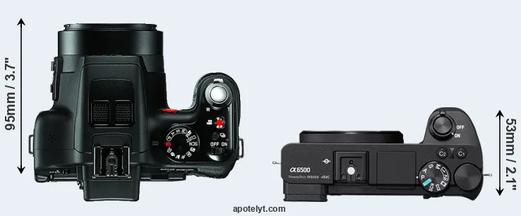 Compare V-LUX 3 versus A6500 top