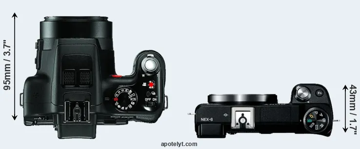 Compare V-LUX 3 versus NEX-6 top