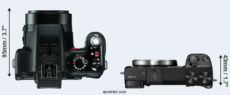 Compare V-LUX 3 versus NEX-7 top