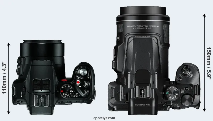 Compare V-LUX 4 versus P950 top