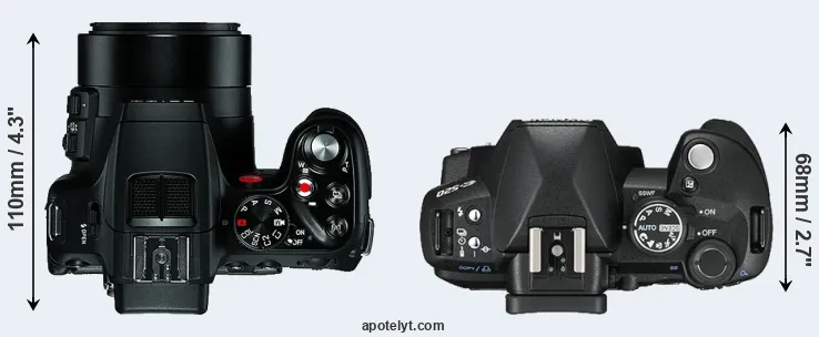 Compare V-LUX 4 versus E-520 top