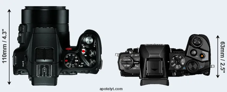 Compare V-LUX 4 versus E-M1 top