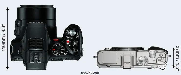 Compare V-LUX 4 versus E-P5 top