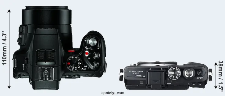 Compare V-LUX 4 versus E-PL7 top