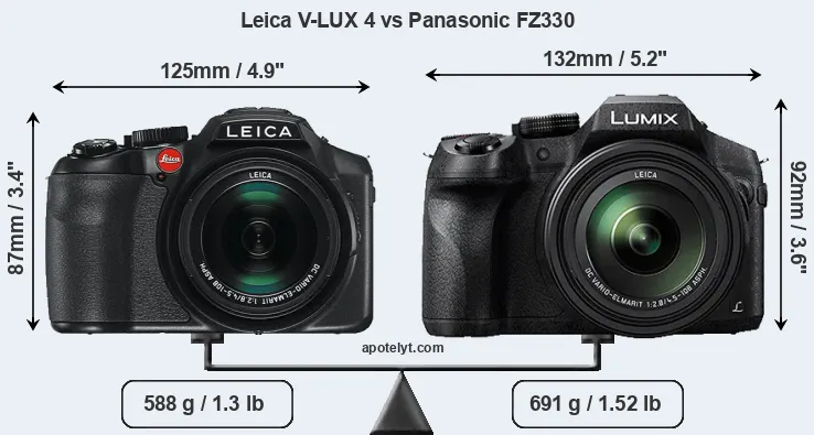 Size Leica V-LUX 4 vs Panasonic FZ330