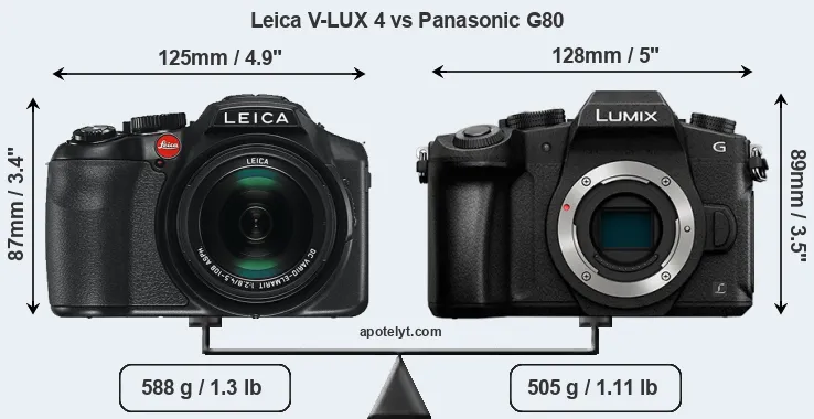 Size Leica V-LUX 4 vs Panasonic G80