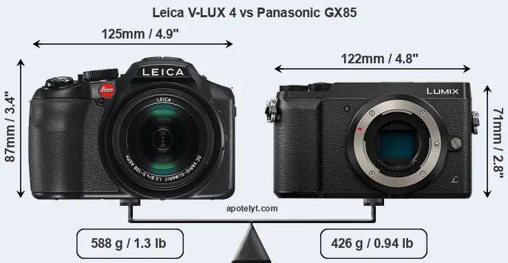 Size Leica V-LUX 4 vs Panasonic GX85