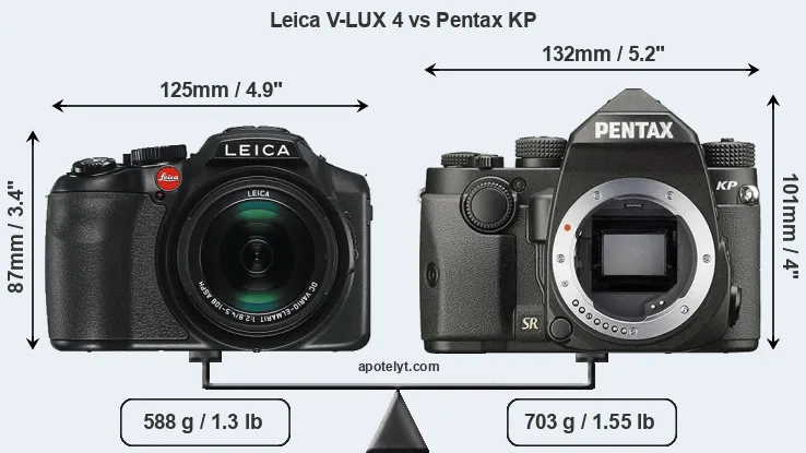 Size Leica V-LUX 4 vs Pentax KP