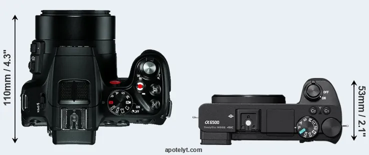 Compare V-LUX 4 versus A6500 top