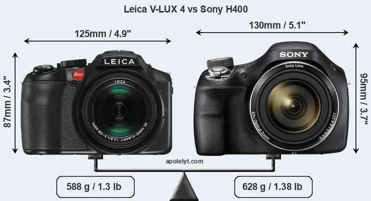 Size Leica V-LUX 4 vs Sony H400