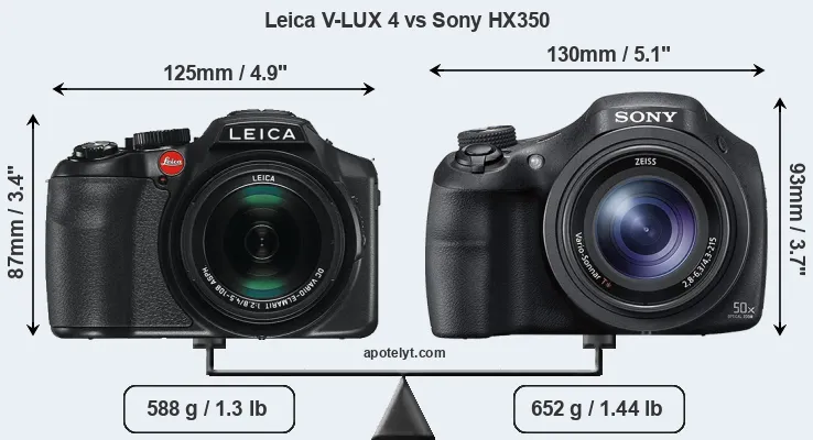 Size Leica V-LUX 4 vs Sony HX350
