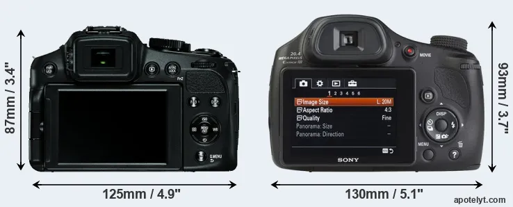 Comparison V-LUX 4 or HX350 rear