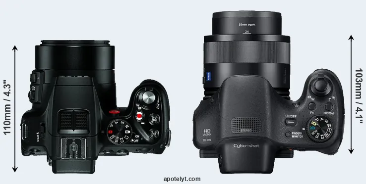 Compare V-LUX 4 versus HX350 top