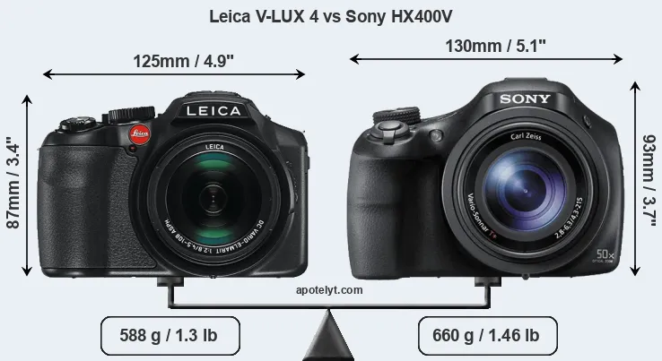 Size Leica V-LUX 4 vs Sony HX400V