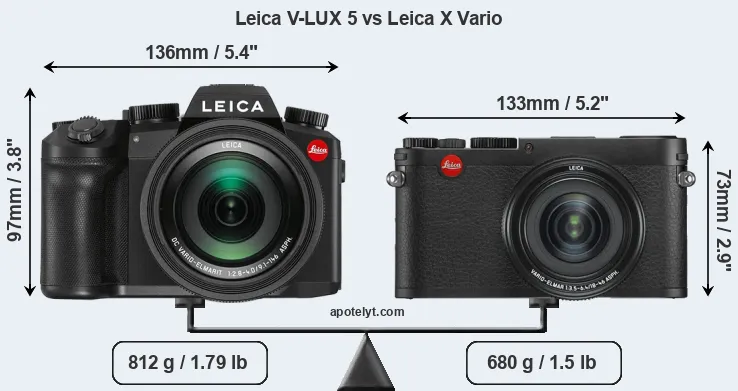 Size Leica V-LUX 5 vs Leica X Vario