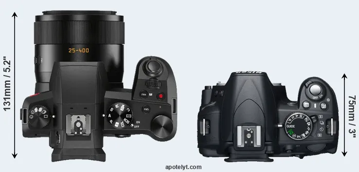 Compare V-LUX 5 versus D3100 top