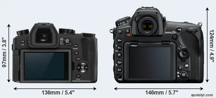 Comparison V-LUX 5 or D850 rear
