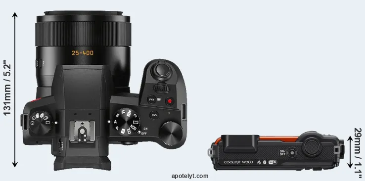 Compare V-LUX 5 versus W300 top