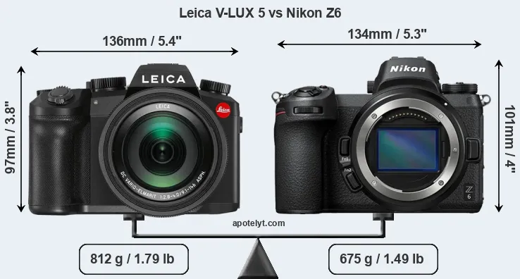 Size Leica V-LUX 5 vs Nikon Z6