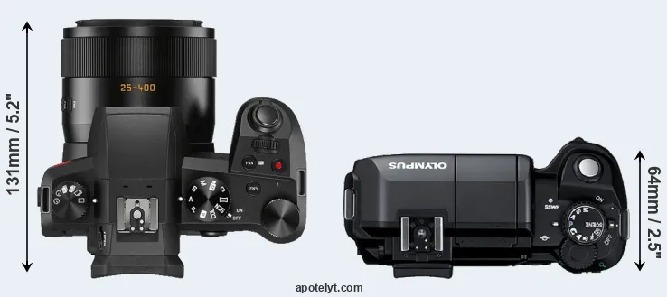 Compare V-LUX 5 versus E-300 top