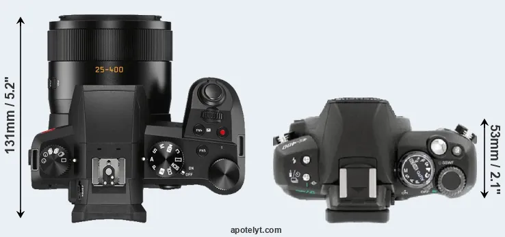 Compare V-LUX 5 versus E-400 top