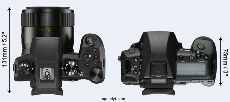 Compare V-LUX 5 versus E-5 top