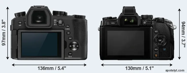 Comparison V-LUX 5 or E-M1 rear