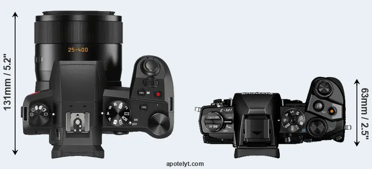 Compare V-LUX 5 versus E-M1 top