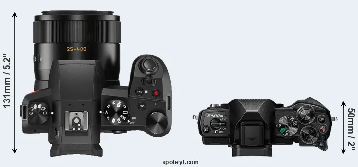 Compare V-LUX 5 versus E-M10 III top