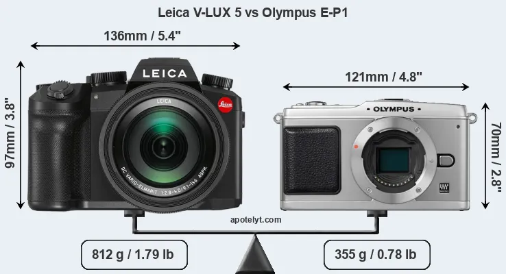 Size Leica V-LUX 5 vs Olympus E-P1