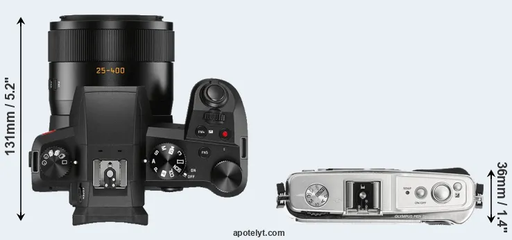 Compare V-LUX 5 versus E-P1 top