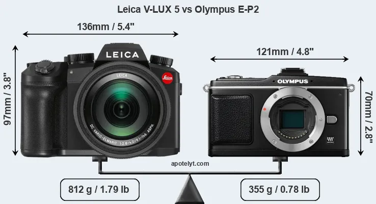 Size Leica V-LUX 5 vs Olympus E-P2
