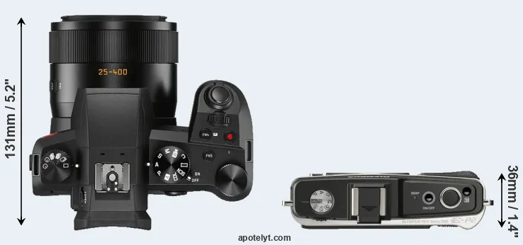 Compare V-LUX 5 versus E-P2 top