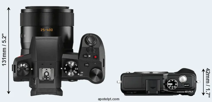 Compare V-LUX 5 versus E-PL2 top