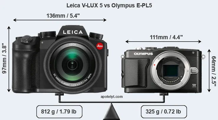Size Leica V-LUX 5 vs Olympus E-PL5