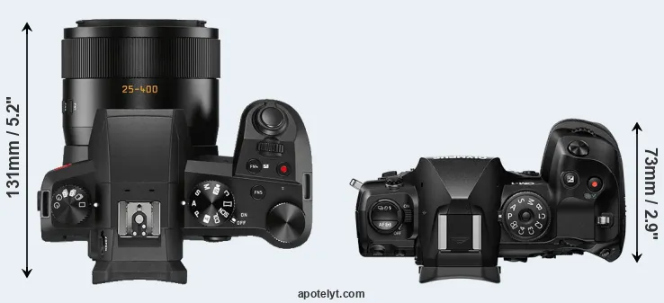 Compare V-LUX 5 versus OM-1 top