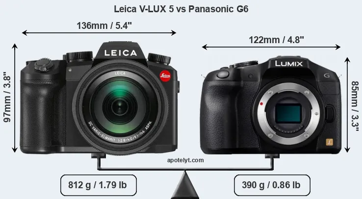 Size Leica V-LUX 5 vs Panasonic G6