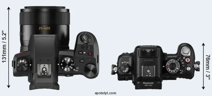 Compare V-LUX 5 versus GH2 top
