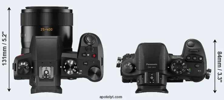 Compare V-LUX 5 versus GH4 top