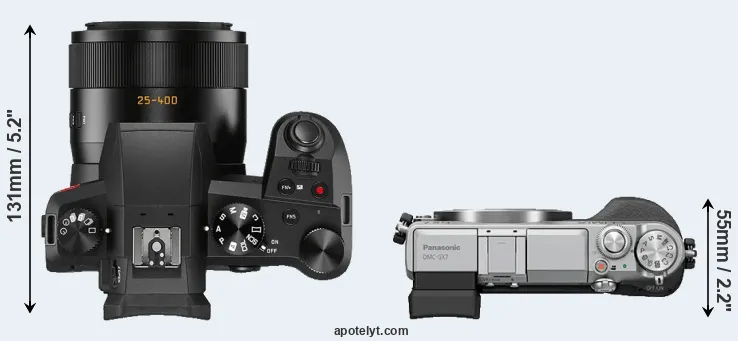 Compare V-LUX 5 versus GX7 top