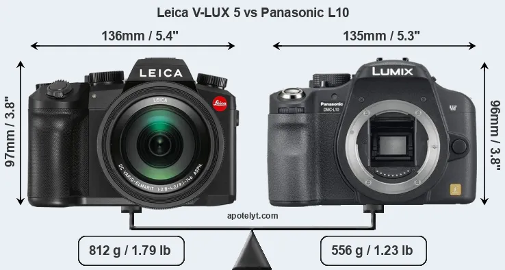 Size Leica V-LUX 5 vs Panasonic L10