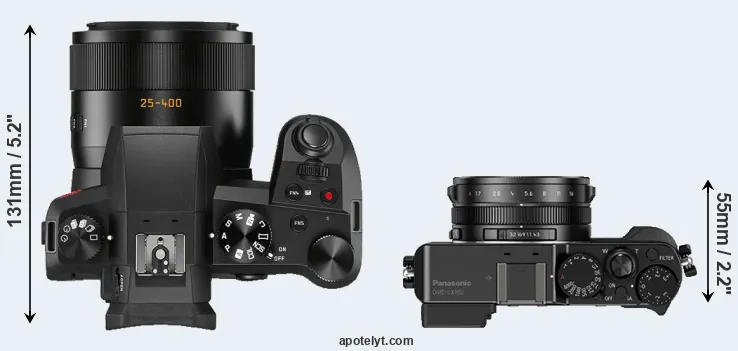 Compare V-LUX 5 versus LX100 top