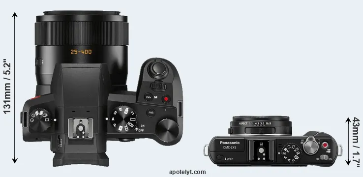 Compare V-LUX 5 versus LX5 top