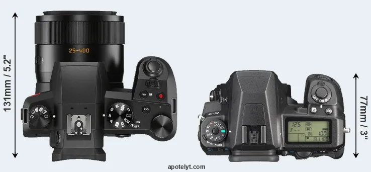 Compare V-LUX 5 versus K-3 top