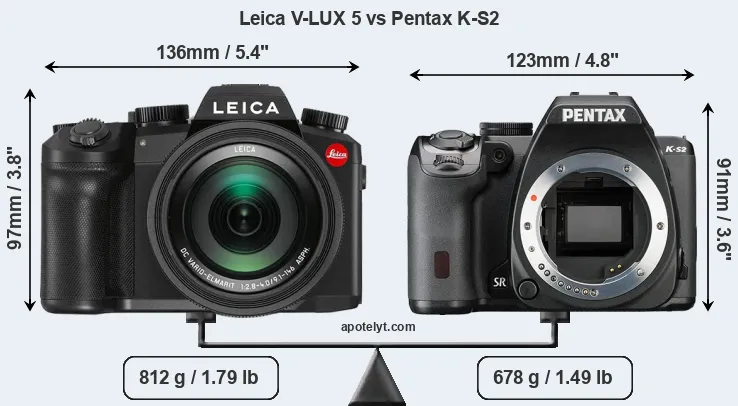 Size Leica V-LUX 5 vs Pentax K-S2