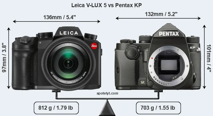 Size Leica V-LUX 5 vs Pentax KP