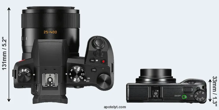 Compare V-LUX 5 versus GR III top